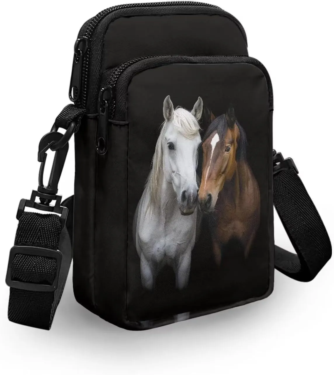 HUGS IDEA Horse Print Small Messenger Bag Cell Phone Clutch Purse Handbag for Women Mini Crossbody Satchel Handbag