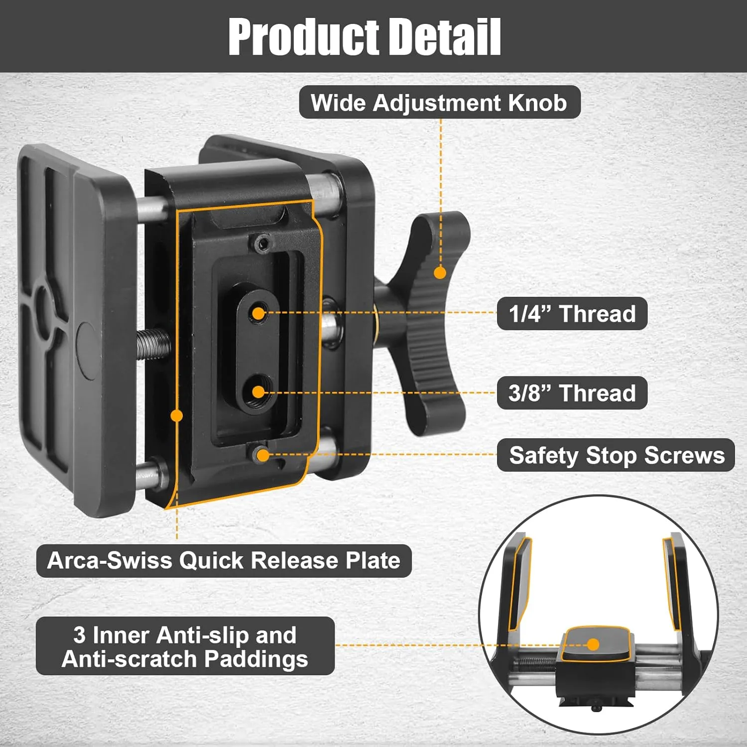 HUNTPAL Slant Gun Clamp Rifle Saddle Mount, Hunting Shooting Tripod Rest with Integrated Quick Release Arca-Swiss Rail, Enhanced Accuracy Ball Head & Adapter
