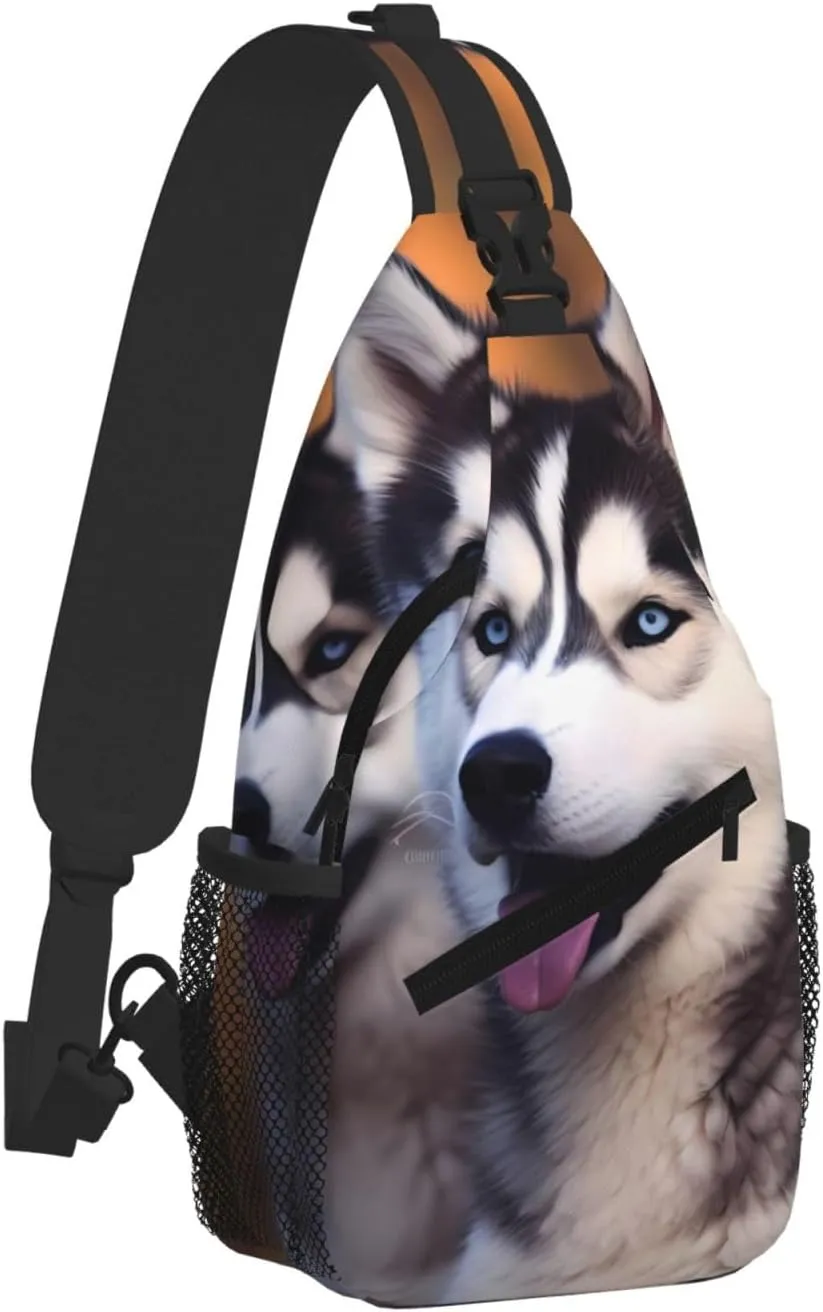 Husky Dog Print Cross Chest Bag Diagonally For Short-Distance Travel And Daily Use