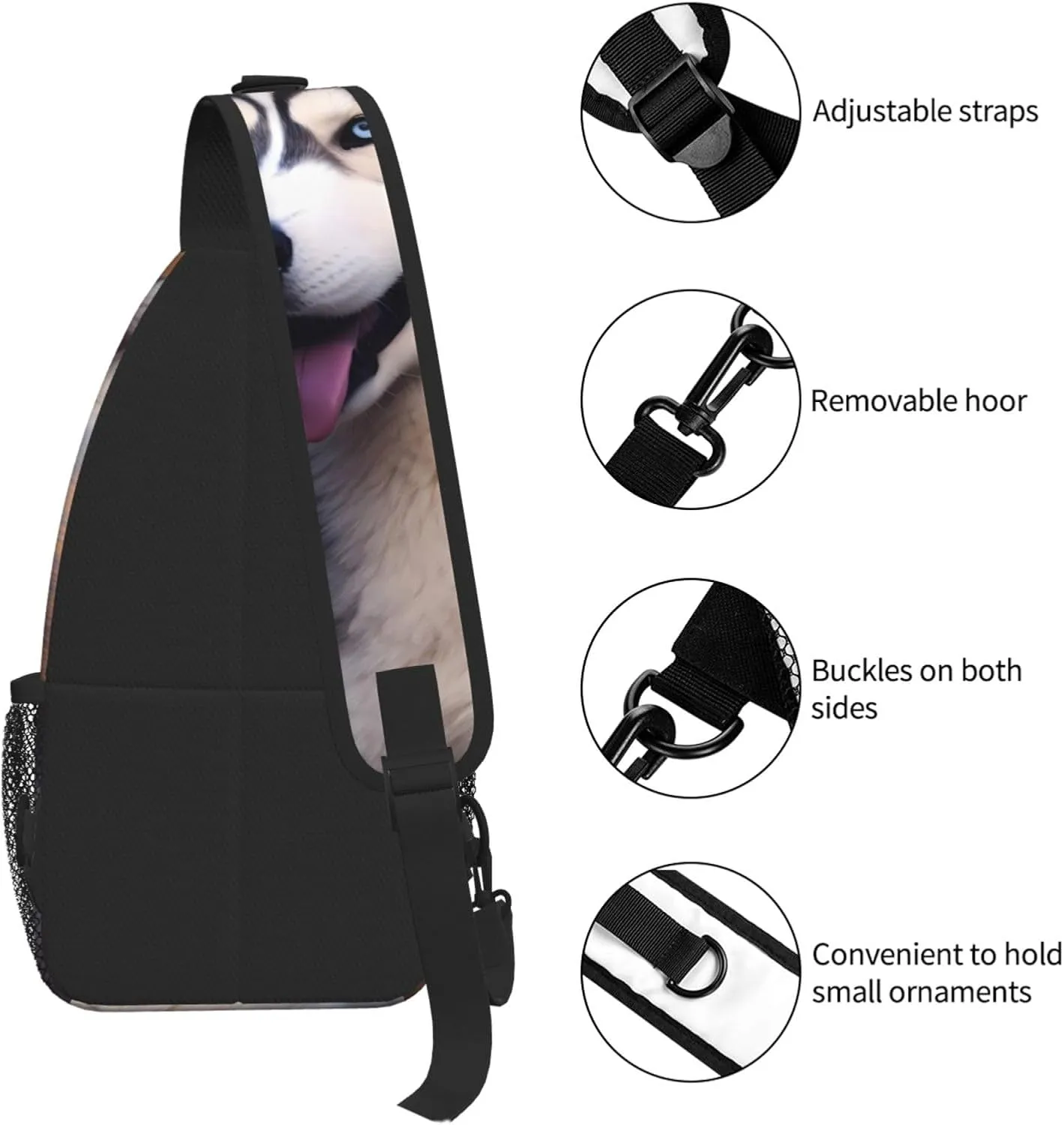Husky Dog Print Cross Chest Bag Diagonally For Short-Distance Travel And Daily Use