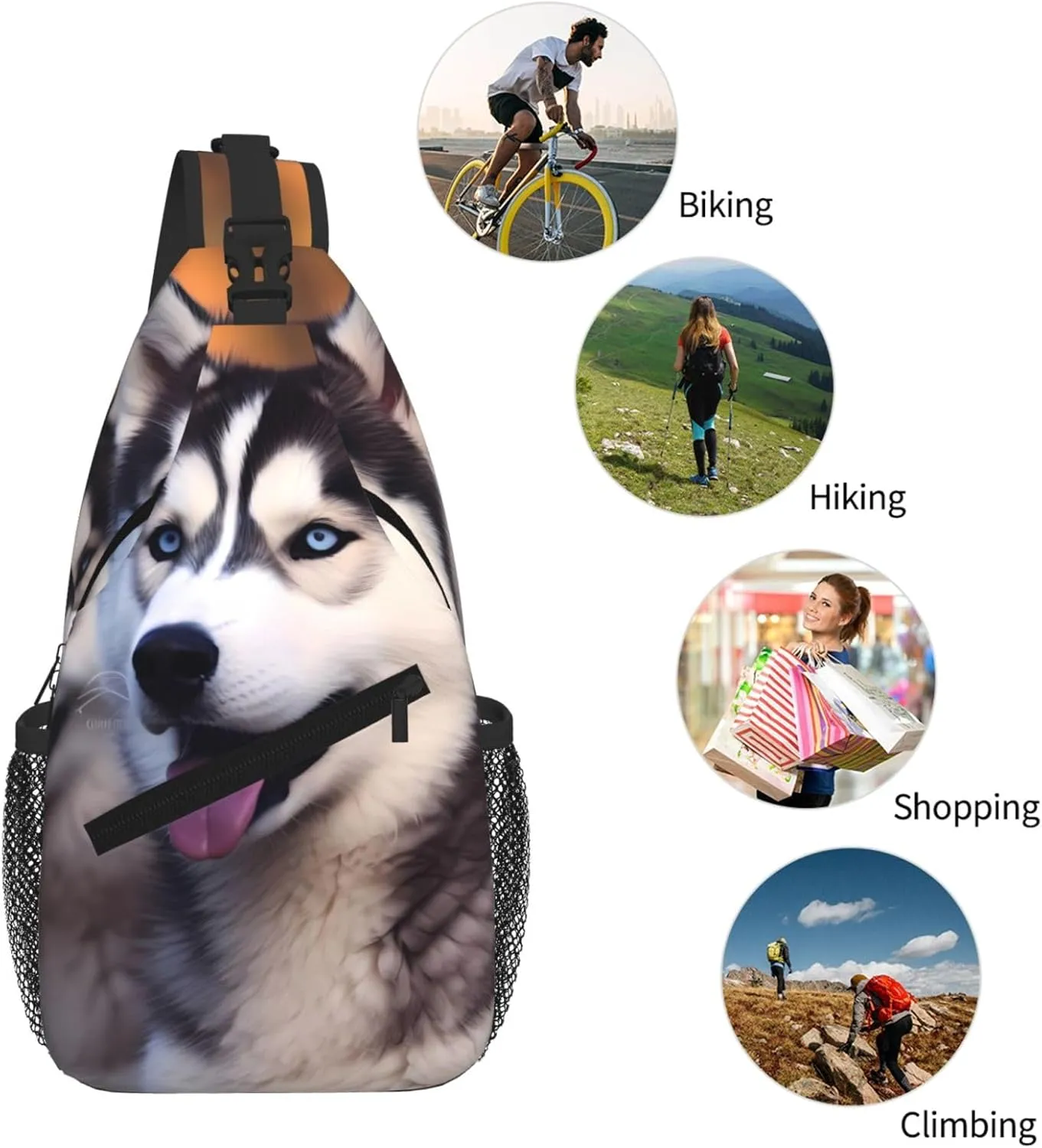 Husky Dog Print Cross Chest Bag Diagonally For Short-Distance Travel And Daily Use