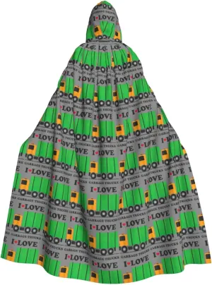 I Love Garbage Trucks print Adult Decoration Cape Halloween hooded cape Fashion cosplay party witch costume