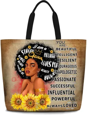 IAGM Women Tote Bags African American Woman Shoulder Bag Afro Black Girl Magic Satchel Handbags For Shopping,Work,Grocery,Gym