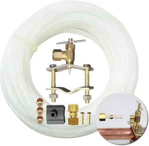 Ice Maker Water Line Kit, Humidifier Installation Kit with ¼” x 25 ft. Poly Tubing, Self-Piercing Saddle Valve, Compression Fittings and Adapters by Greco