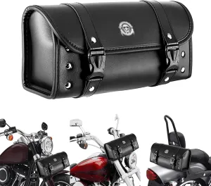 INNOGLOW Motorcycle Tool Bag Handlebar Bag Fork Bag Skull Pattern Saddle Bags Sissy Bar Bag Universal for Harley Kawasaki Suzuki