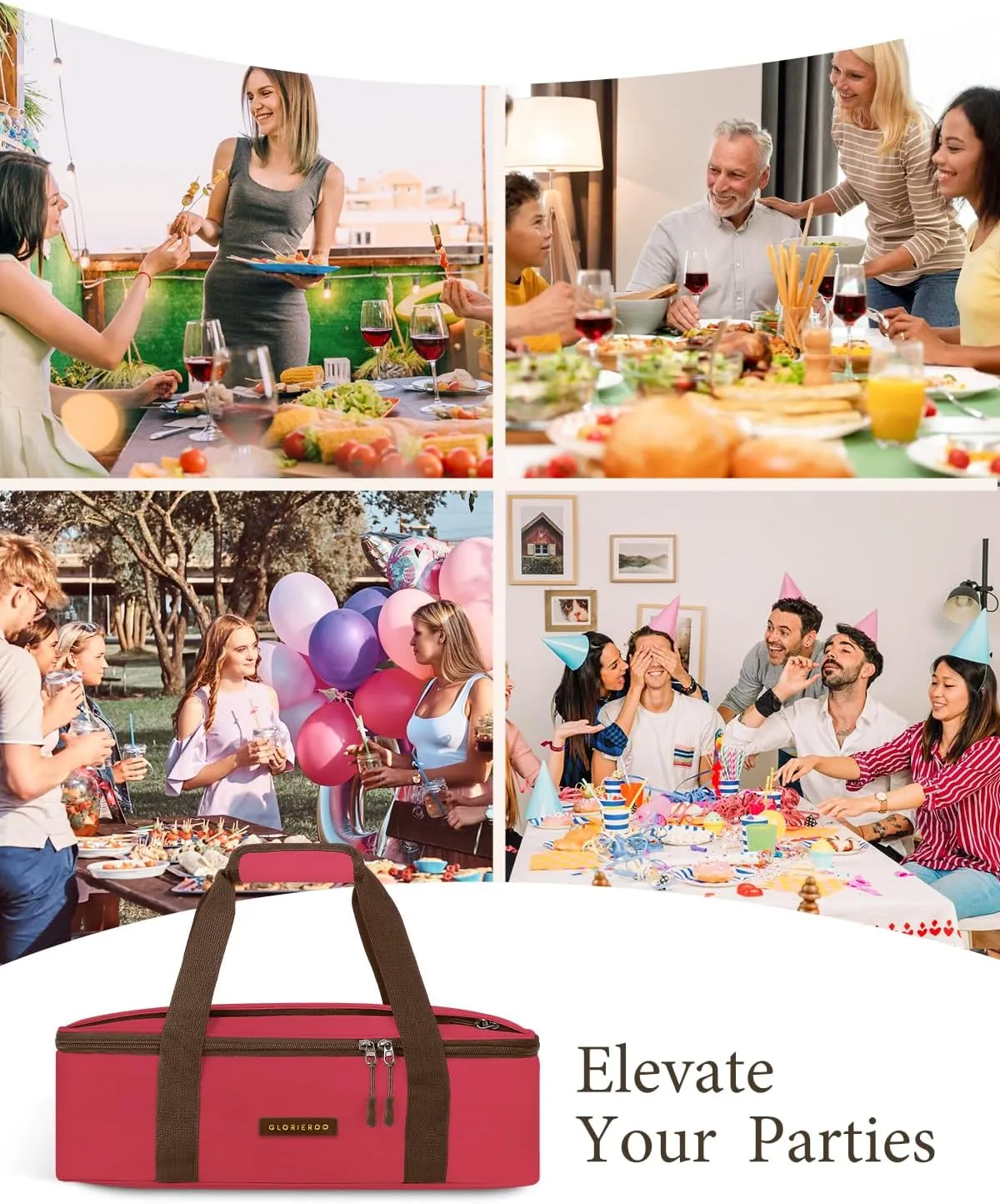 Insulated Casserole Carrier for Hot or Cold Food 9x13 - Insulated Food Container Bag Warmer with Heat-Resistant Mat for Potluck Parties Picnic Cookouts Fits 9" x 13" Casserole or Baking Dish