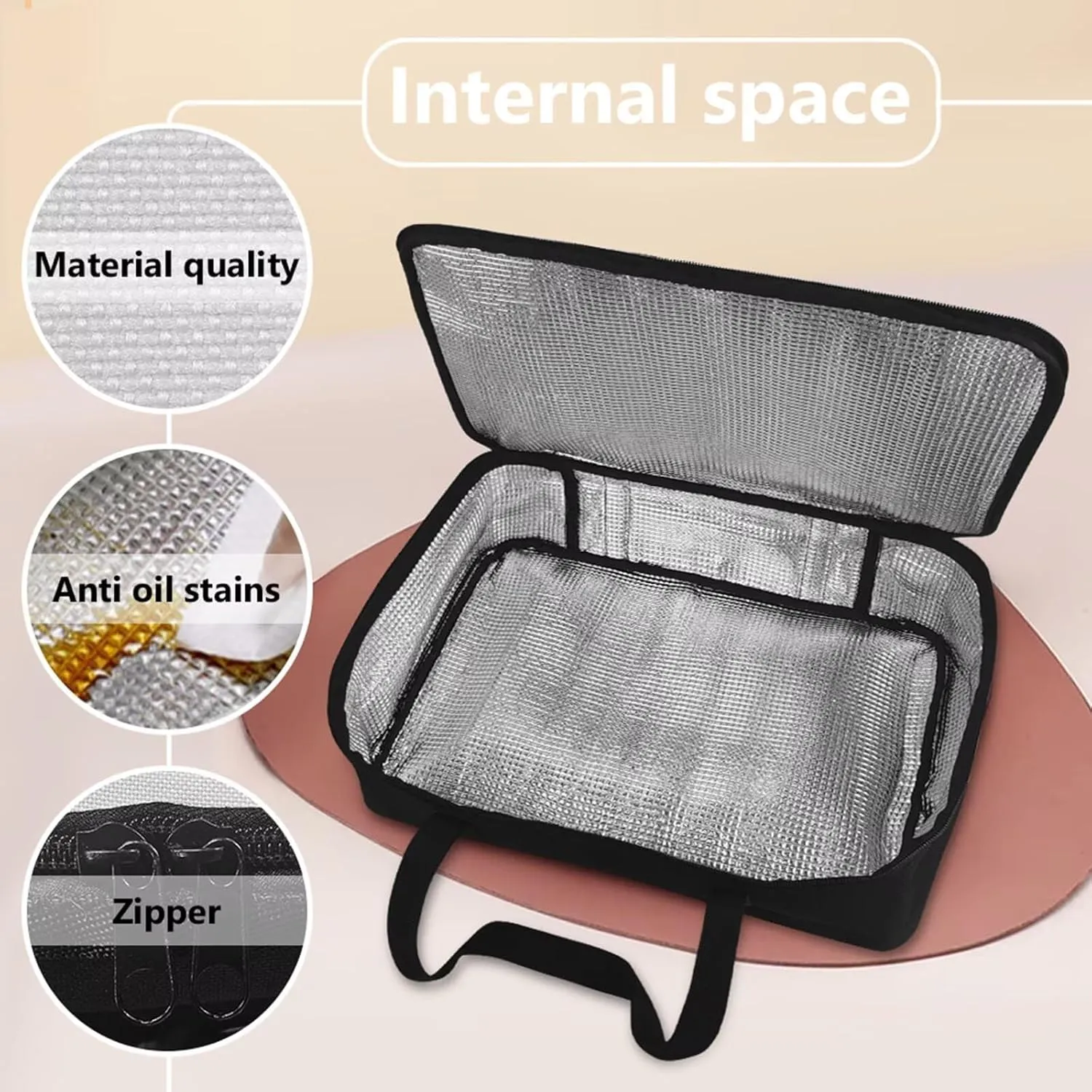 Insulated Food Carrier Thermal Lunch Bag for Hot or Cold Food Casserole Carrier for Travel Outdoor Dining Events Fits 9" x 13" Casserole Pans, Spring Pink Peach Blossom Hummingbird