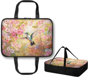 Insulated Food Carrier Thermal Lunch Bag for Hot or Cold Food Casserole Carrier for Travel Outdoor Dining Events Fits 9" x 13" Casserole Pans, Spring Pink Peach Blossom Hummingbird