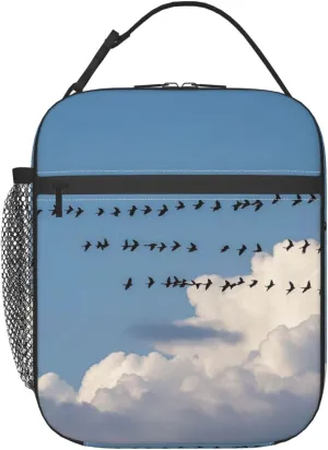 Insulated Lunch Bag Bird migration Lunch Box for Women Men Lunch Tote Bag for Work Picnic Travel