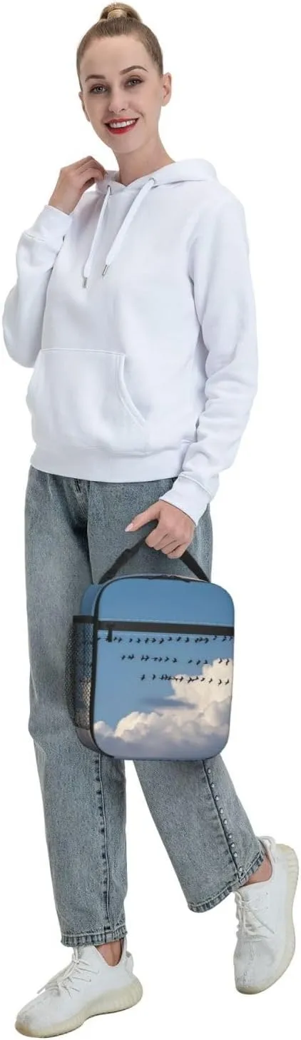Insulated Lunch Bag Bird migration Lunch Box for Women Men Lunch Tote Bag for Work Picnic Travel