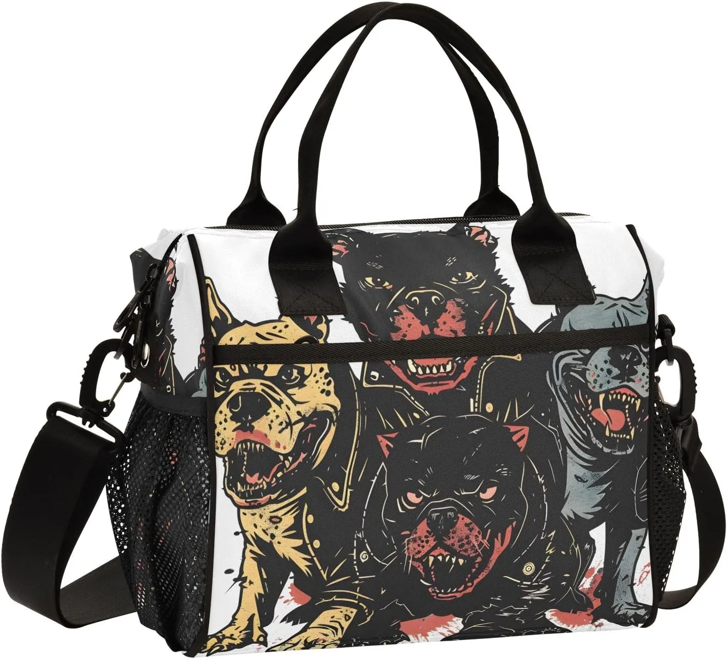 Insulated Lunch Bag Fiercely Bully Dog Cooler Tote Bag for Work Picnic or Travel