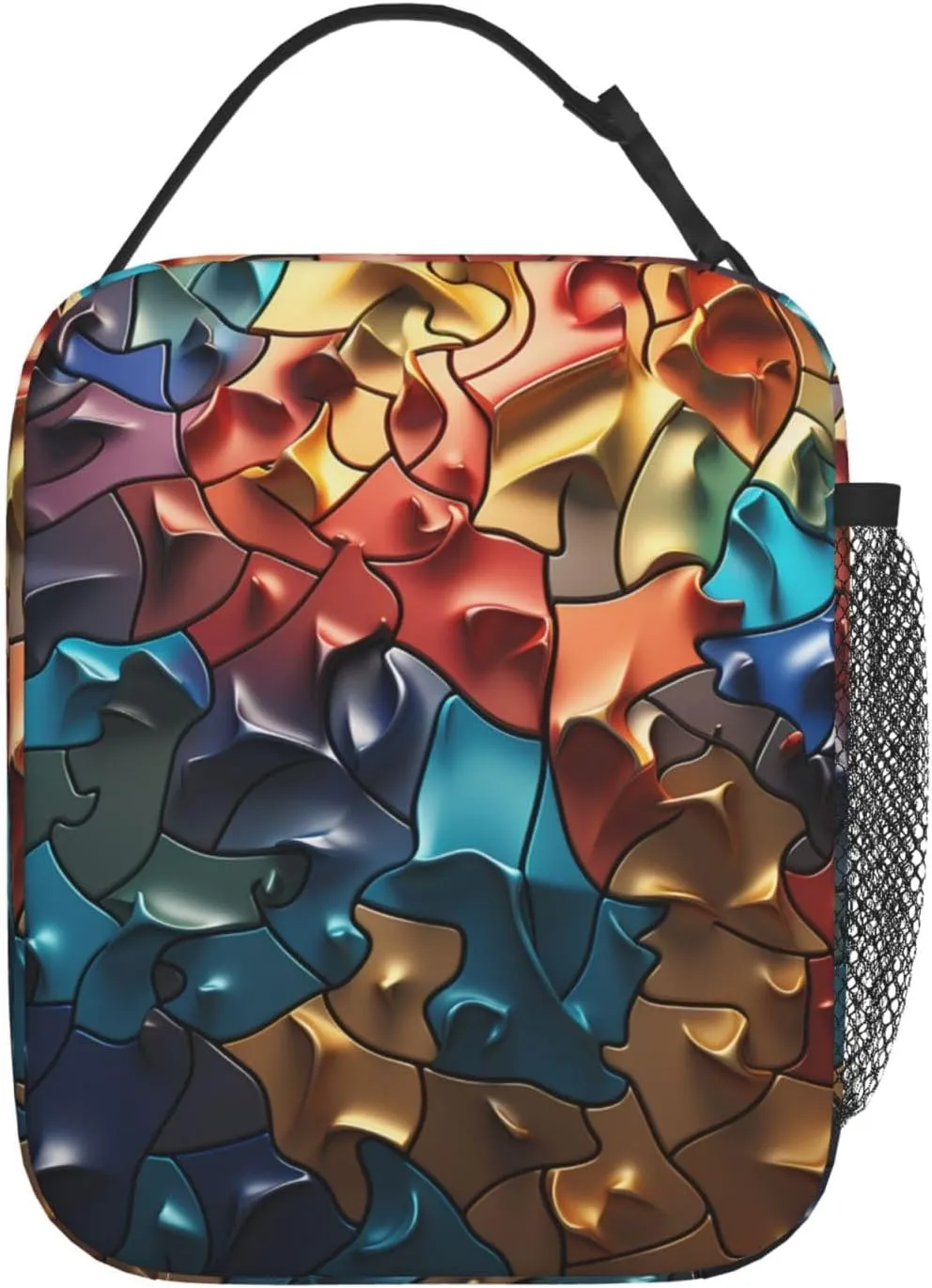 Insulated Lunch Bag for Women Men Portable Reusable Lunch Box Raised Jigsaw Puzzle Lunch Tote Bag for Work Picnic Travel
