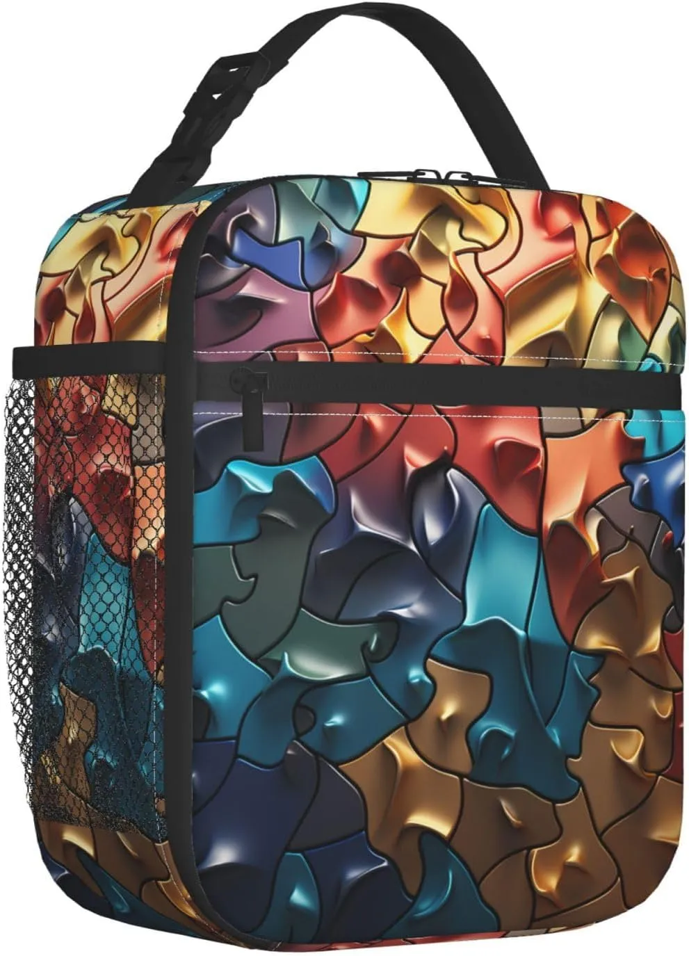 Insulated Lunch Bag for Women Men Portable Reusable Lunch Box Raised Jigsaw Puzzle Lunch Tote Bag for Work Picnic Travel