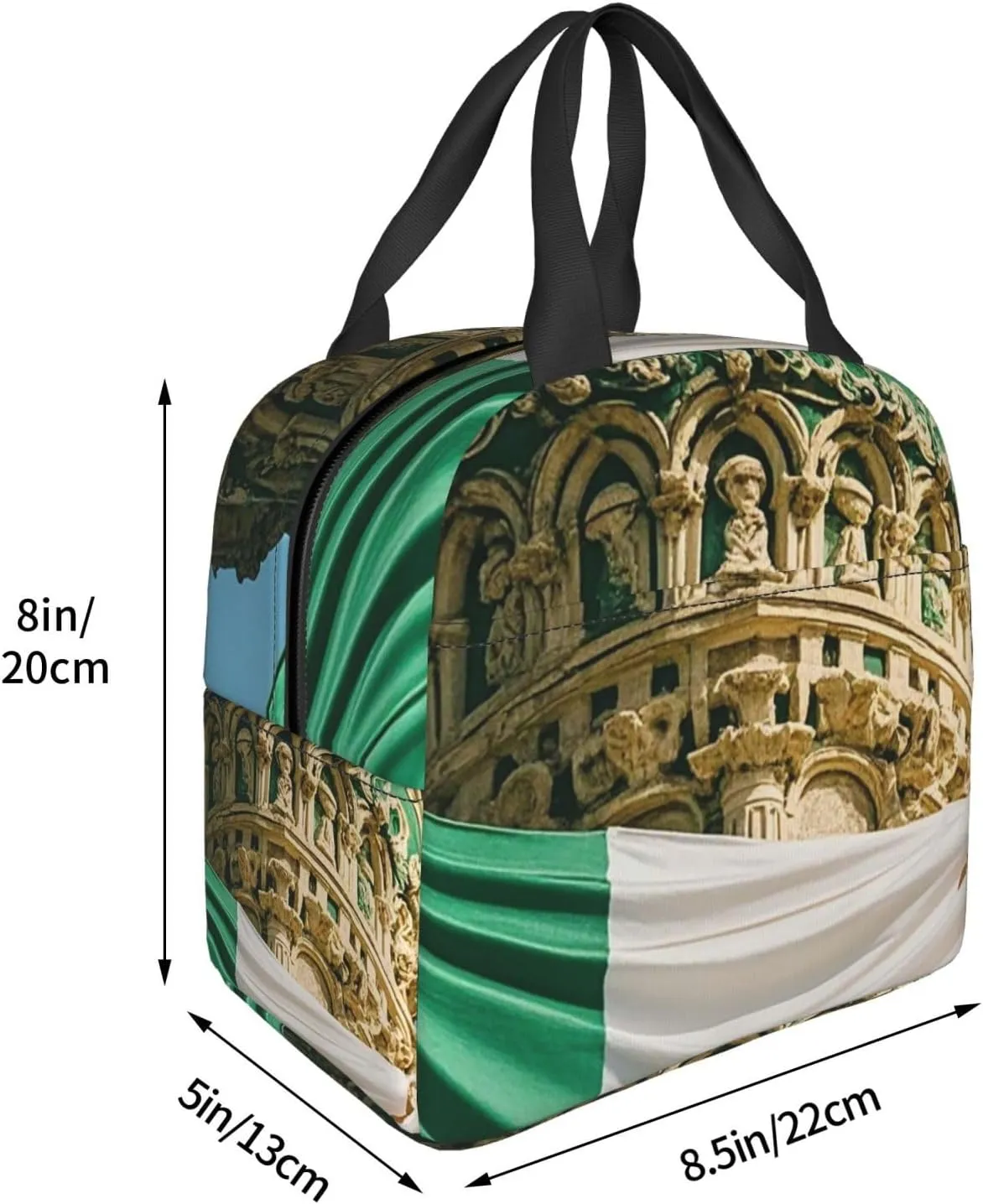 Insulated Lunch Bag for Women Men Portable Reusable Lunch Box Roman Italian Flag Lunch Tote Bag for Work Picnic Travel