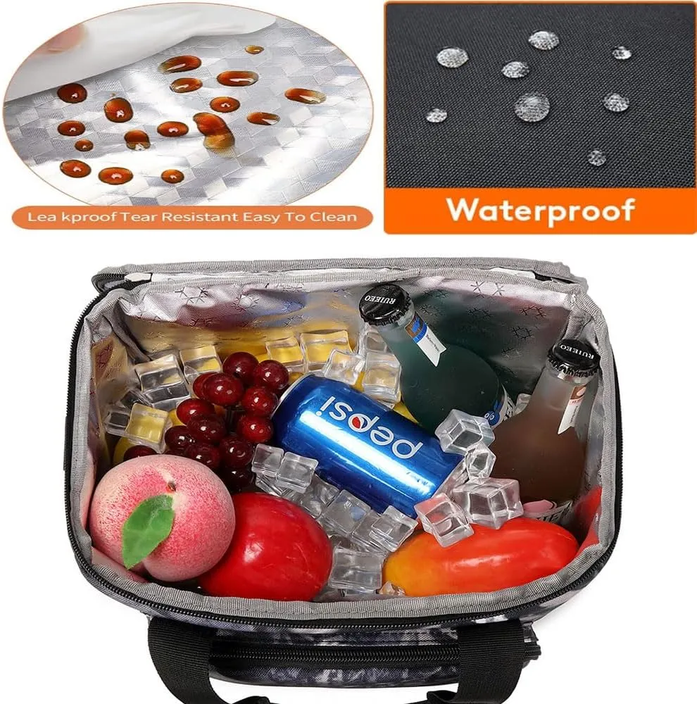 Insulated Lunch Bag, Large Lunch Cooler, Unisex Lunch Box For Work, Picnic, Camping And Traveling (Black -3)
