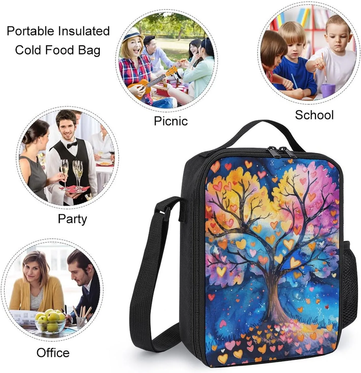 Insulated Lunch Bag Lunch Box for Woman Man Attentive on The Tree Lunchbox Lunch Tote Bag for Work