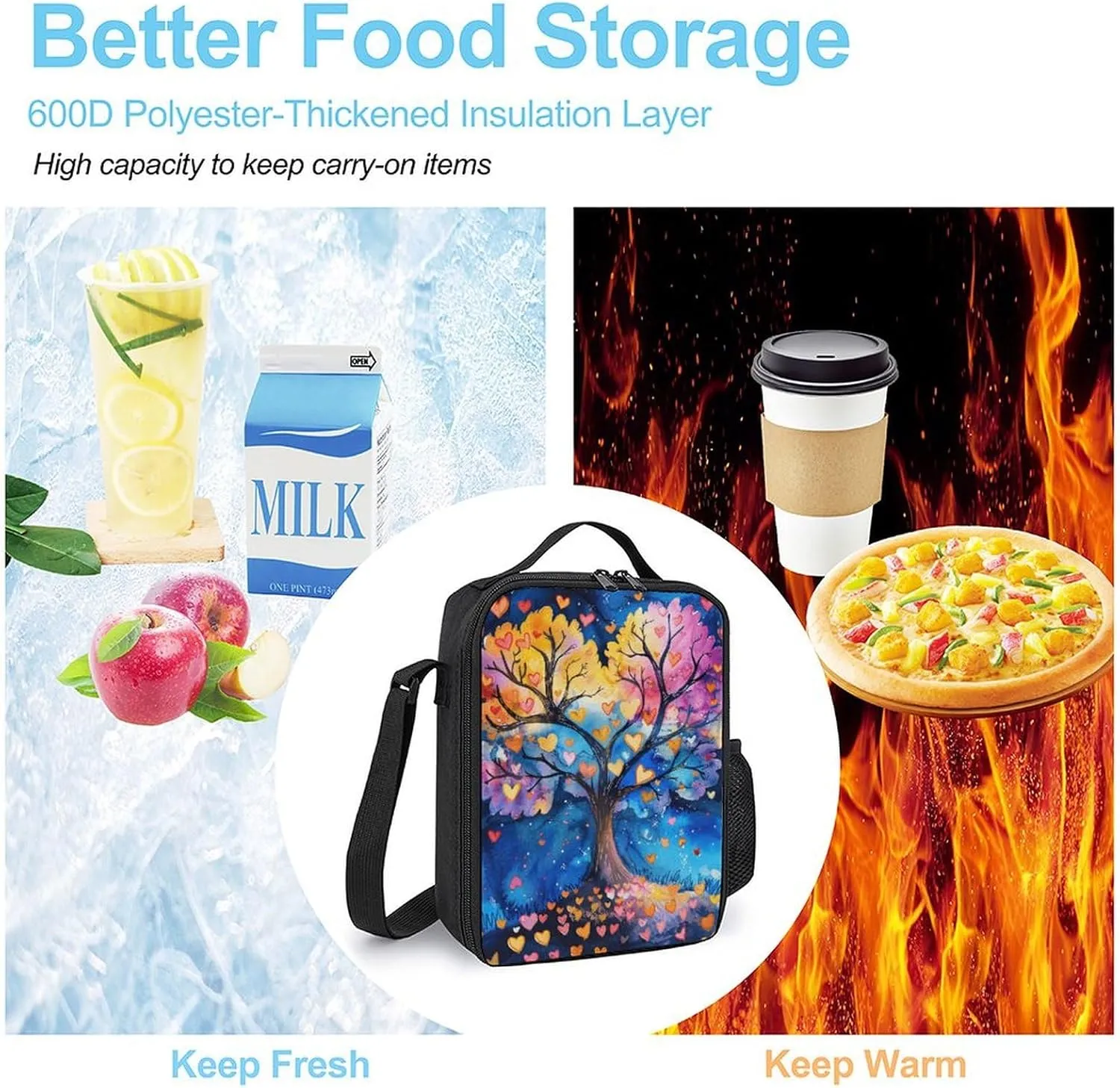 Insulated Lunch Bag Lunch Box for Woman Man Attentive on The Tree Lunchbox Lunch Tote Bag for Work