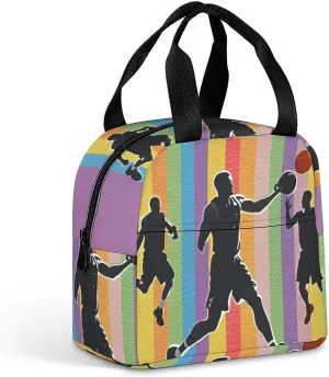 Insulated Lunch Bag Meal Bag, Slam Dunk Rainbow Printed Wide Opening Lunch Bag Reusable Leak-proof Meal Bag for Work Picnic Beach Trip Office Travel