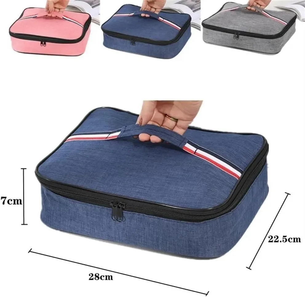 Insulated Lunch Box, Oxford Cloth Aluminum Foil Cold Food Cooler Thermal Bag Handbag, for Work Picnic Camping Beach (Color : Navy)