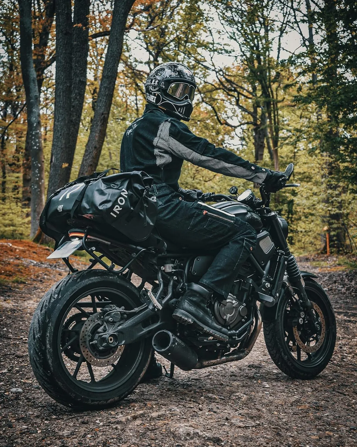 IRON JIA'S Motorcycle Dry Bag - Waterproof Duffle & Luggage Tail Bag Saddle Bags with Roll Top Closure, Shoulder Straps, Inner Pocket and Mesh Pocket (Grey, 70L)