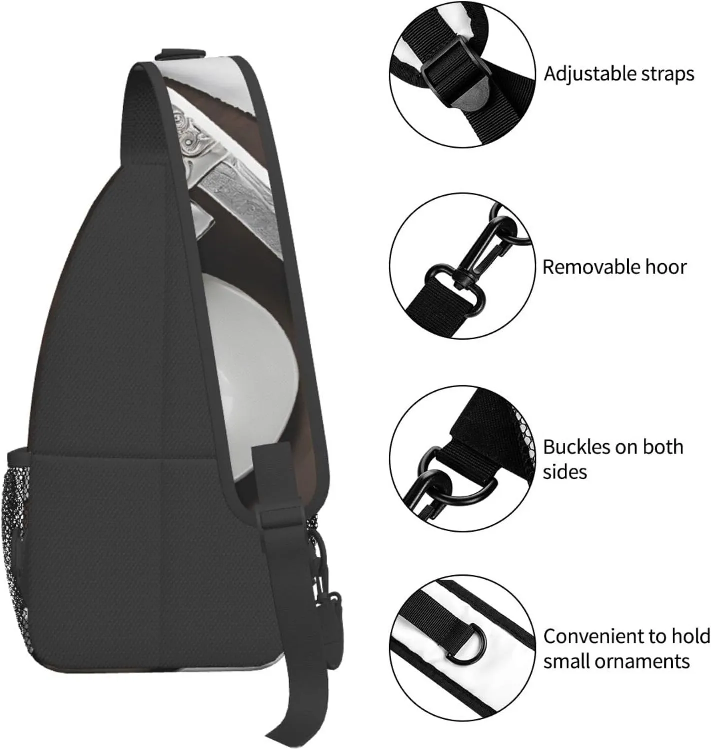 Japan Samurai Sword Print Cross Chest Bag Diagonally Durable & Comfortable For Travel And Daily Use