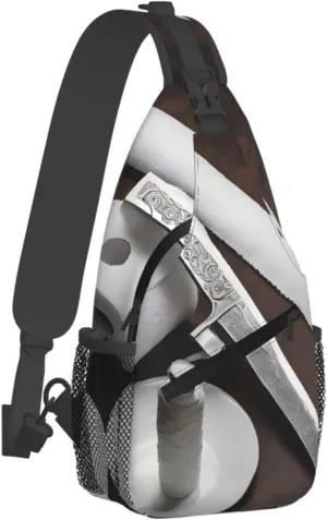 Japan Samurai Sword Print Cross Chest Bag Diagonally Durable & Comfortable For Travel And Daily Use