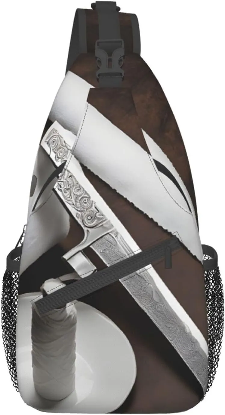 Japan Samurai Sword Print Cross Chest Bag Diagonally Durable & Comfortable For Travel And Daily Use