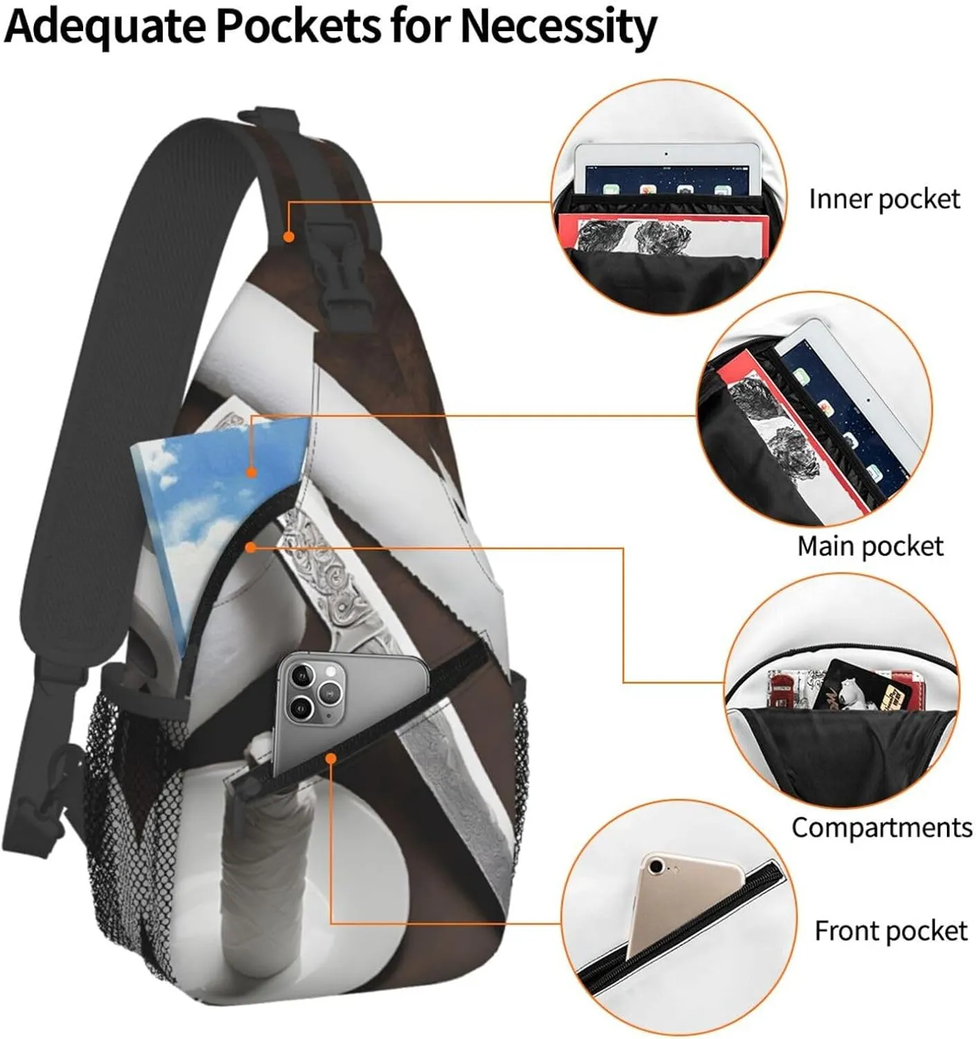 Japan Samurai Sword Print Cross Chest Bag Diagonally Durable & Comfortable For Travel And Daily Use
