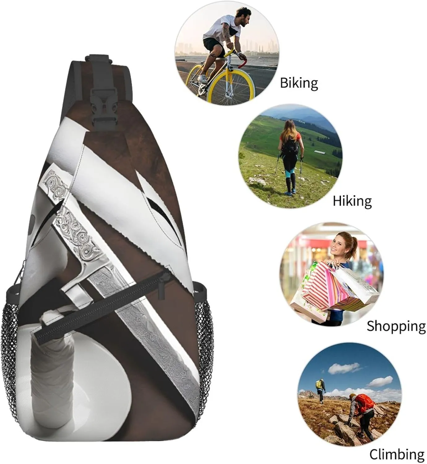Japan Samurai Sword Print Cross Chest Bag Diagonally Durable & Comfortable For Travel And Daily Use
