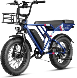 Jasion RetroVolt Electric Bike for Adults,【1500W Peak Motor & 30MPH & 70Miles】 Electric Dirt Bike,Dual Suspension Ebikes for Adults, 20" Fat Tire Ebike with 48V 13Ah Battery Electric Mountain Bike