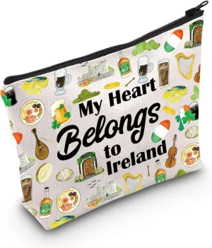 JNIAP Irish Trip Gift My Heart Belongs to Ireland Cosmetic Bag Ireland Vacation Gift (Belongs to Ireland Bag)