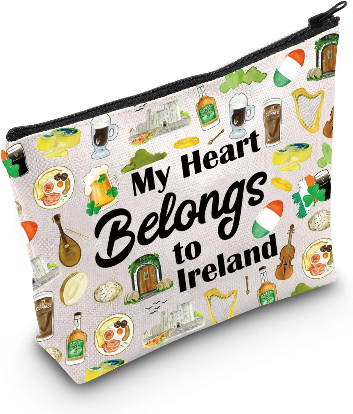 JNIAP Irish Trip Gift My Heart Belongs to Ireland Cosmetic Bag Ireland Vacation Gift (Belongs to Ireland Bag)