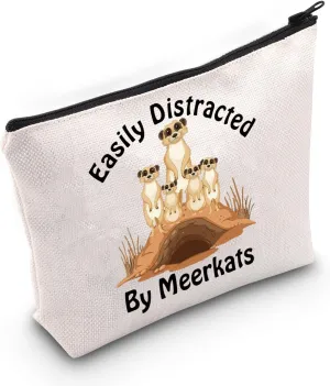 JNIAP Meerkat Lover Gift Easily Distracted by Meerkats Cosmetic Bag Safari Trip Gift (By Meerkats Bag)