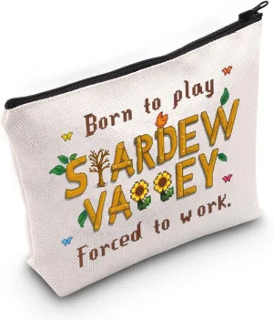 JNIAP Video Game Gifts Valley Game Inspired Cosmetic Bag Farming Country Adventure Gaming Gift (Born to Play Star-dew Bag)