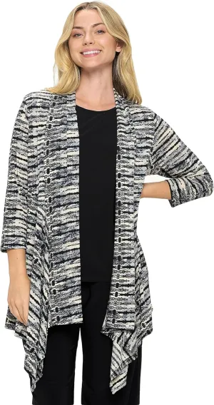 Jostar Women's Print Draped Cardigan - 3/4 Sleeve Printed Wrap Jacket