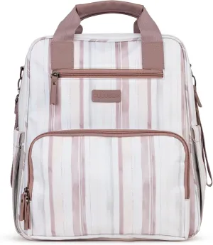 JuJuBe Nature Babe Diaper Bag Backpack with Portable Baby Changing Pad, Sustainable Multi-Function Bag for Bottles, Diapers, Made with 24 Recycled Plastic Bottles, Watercolor Stripe, Mother's Day Gift