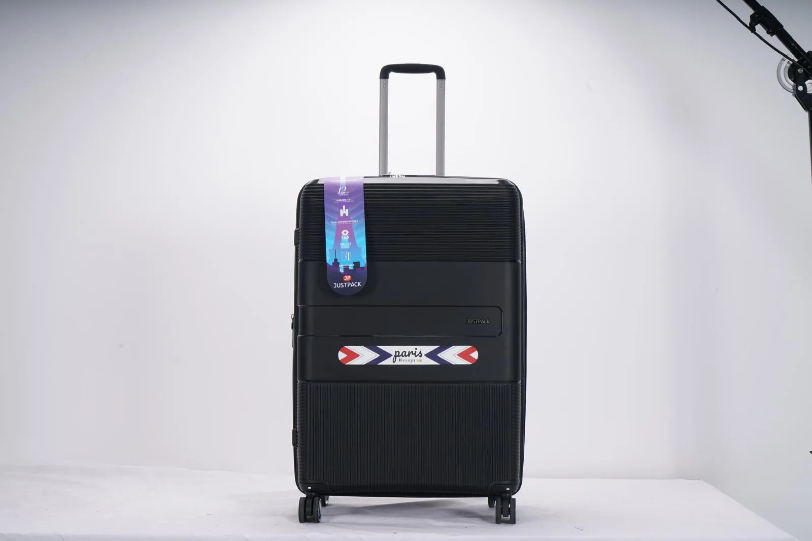 Justpack Pl106-  PP unbreakable 8 wheels Cabin Luggage - Black