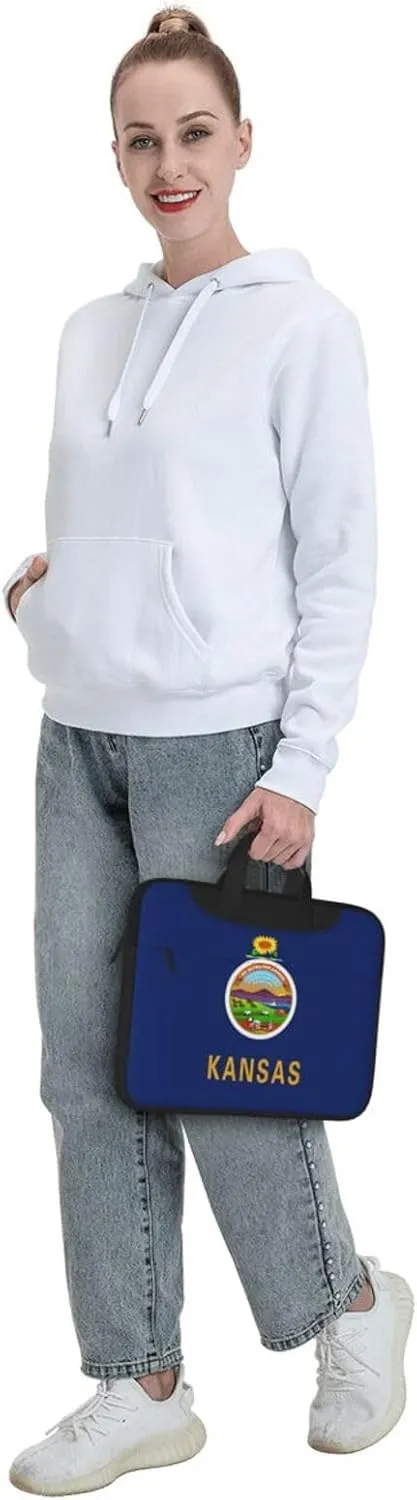 Kansas State Flag Print Laptop Adjustable Shoulder Strap With Handle Accessory Pocket For Men Women