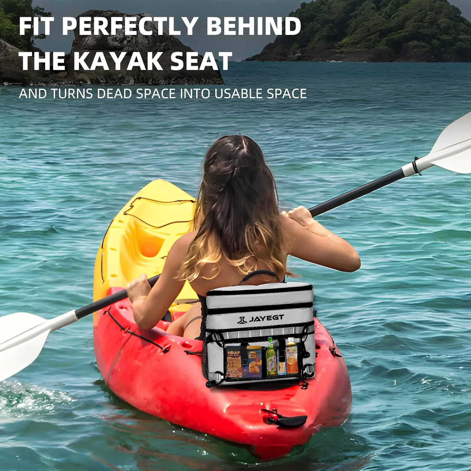 Kayak Cooler Behind Seat - Waterproof Cooler Bag Compatible with Lawn-Chair Seat Kayak，Kayak Accessories Camping Cooler, Portable Ice Chest for Fishing, Beach,Picnic, Trips