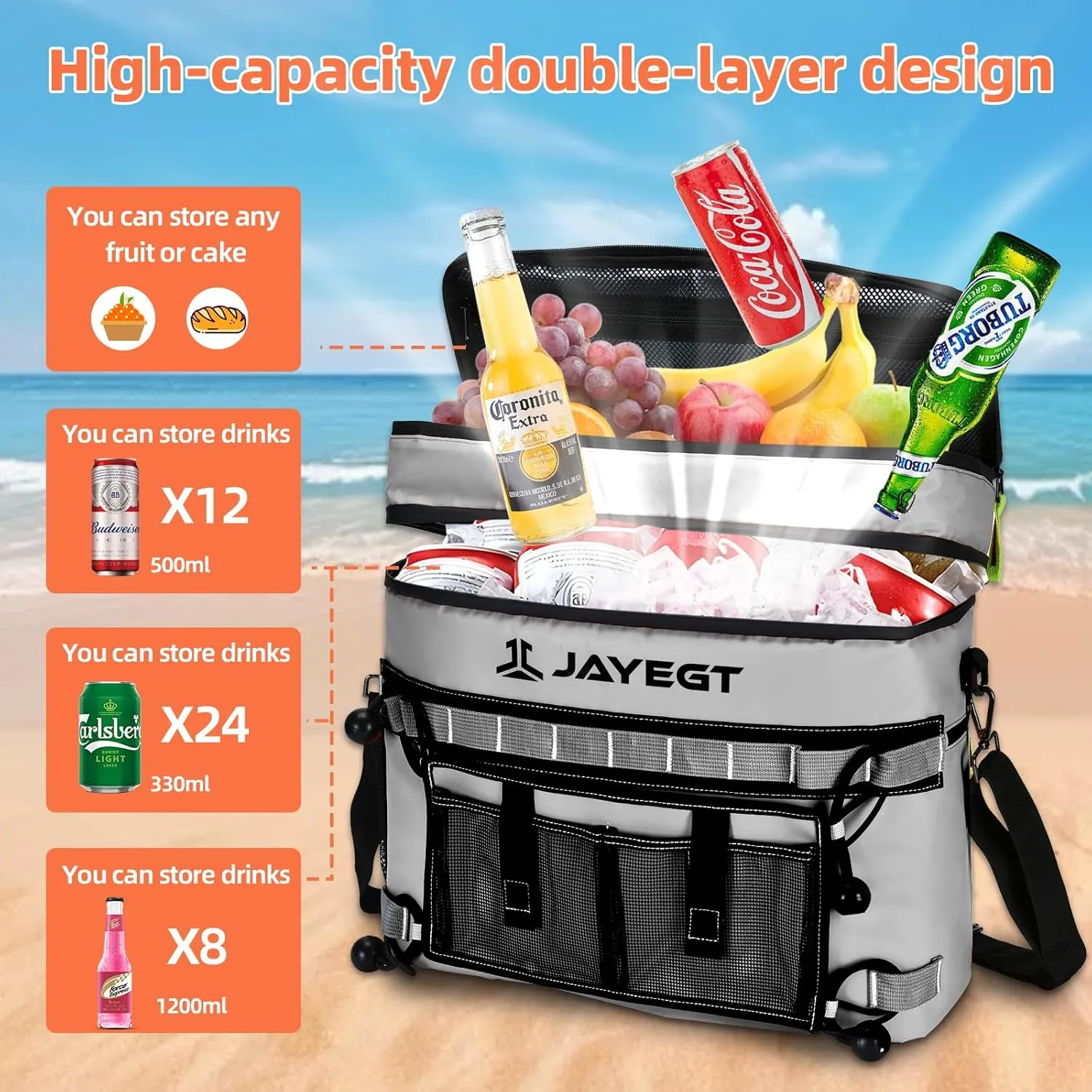 Kayak Cooler Behind Seat - Waterproof Cooler Bag Compatible with Lawn-Chair Seat Kayak，Kayak Accessories Camping Cooler, Portable Ice Chest for Fishing, Beach,Picnic, Trips