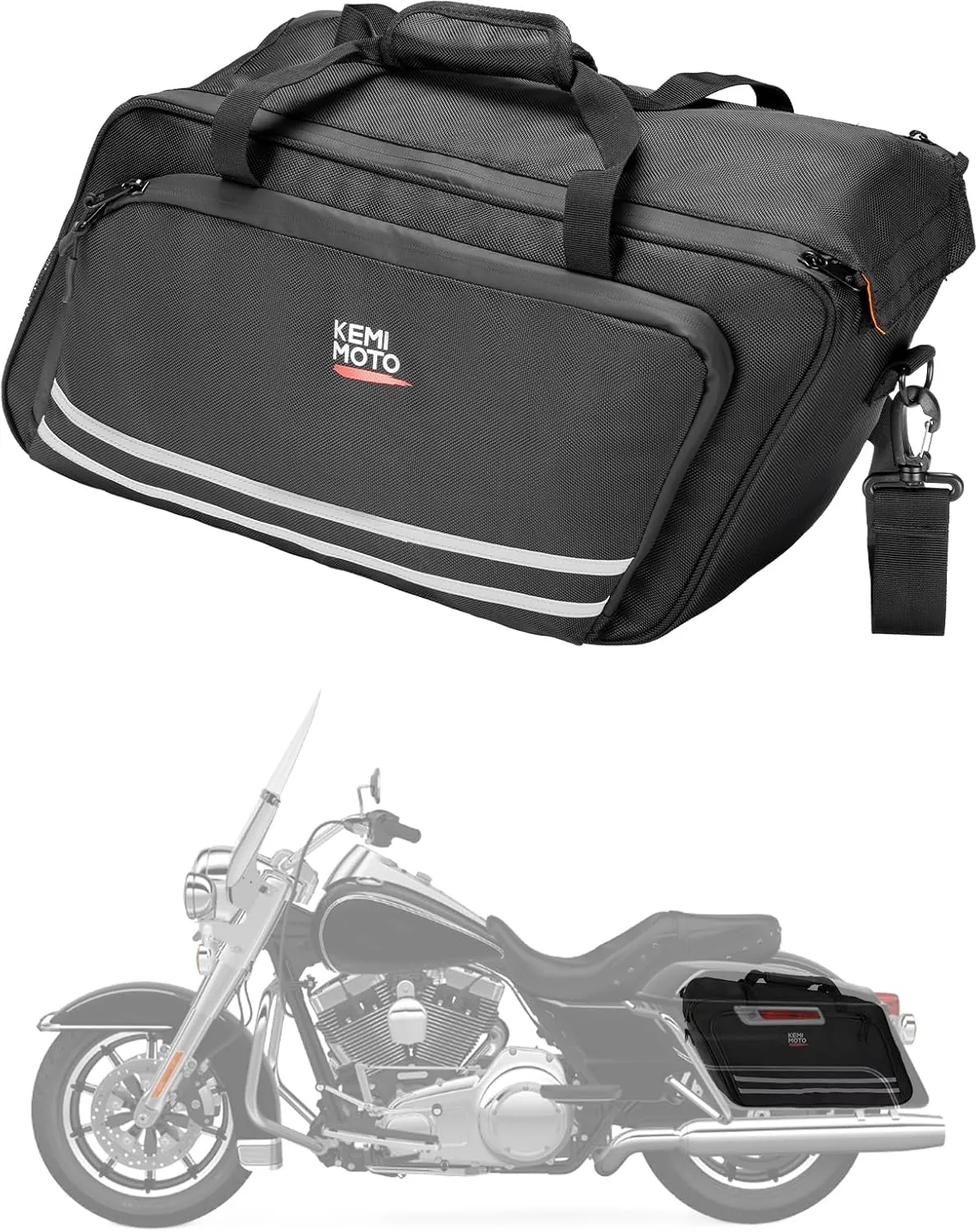 KEMIMOTO Motorcycle Saddlebag Liners 1 Pair Left and Right with Orange Liner Hard Saddle Bag Inserts Compatible with 1993-2025 Touring Street Glide Road Glide Road King Travel Luggage Bag