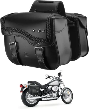 KEMIMOTO Motorcycle Saddlebags,Upgraded Bottom Anti-scalding Motorcycle Luggage Bag 30L Large Capacity PU Leather Side Bags Compatible with Sportster Softail Dyna V-star Shadow