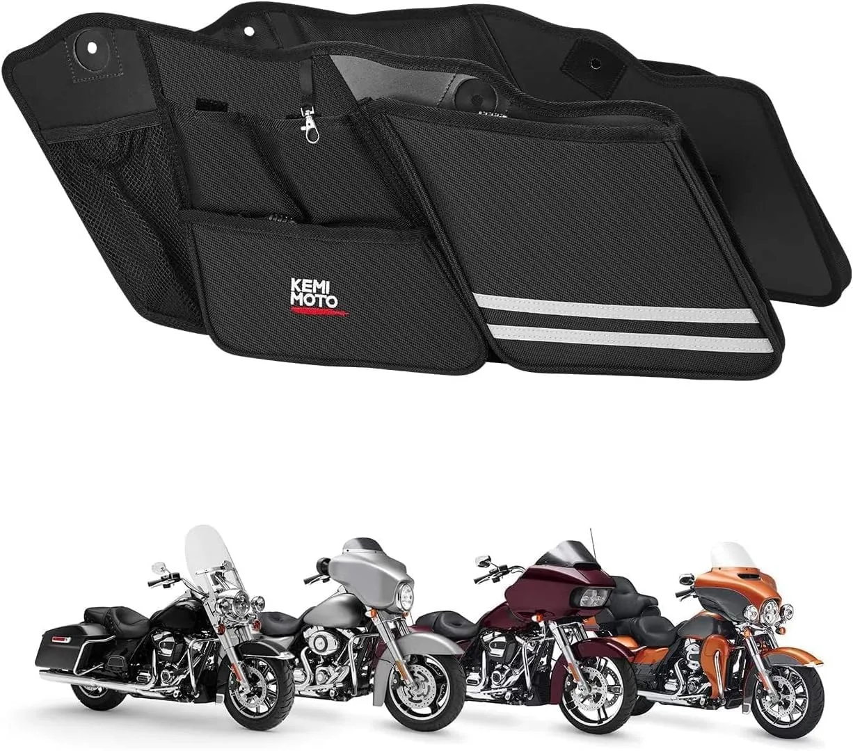 KEMIMOTO Saddle Bag Organizers 2 Pack Compatible with 2014-2023 2024 2025 Street Glide Road King Road Glide Saddlebag Organizers