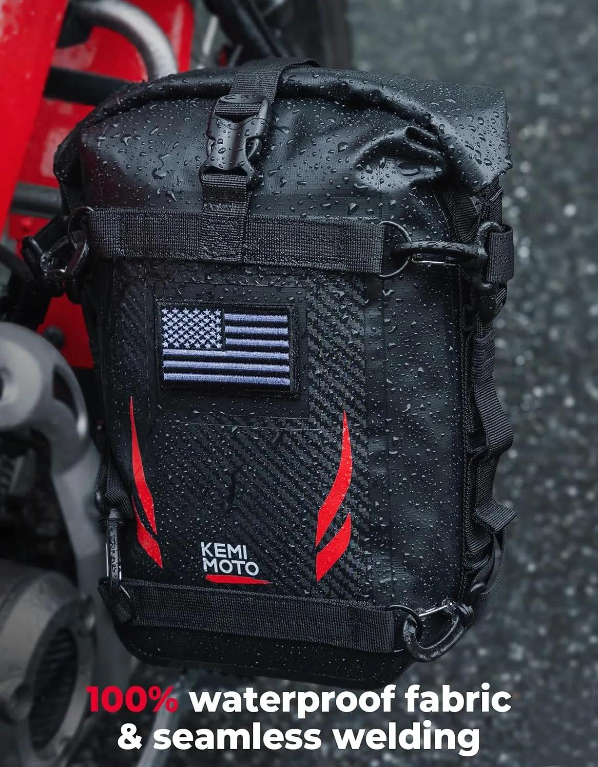 KEMIMOTO Universal Waterproof Motorcycle Tail Bag Compatible with Dirt Bike Adventure 6.5L Red