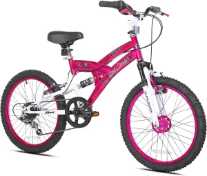 Kent International 20" Kent Rock Candy Girls Bike - 20 Inch Girls Bike with Front & Rear Hand Brakes and 7 Speed Twist Shifting - Dependable Strong High Tensile Steel Frame Multi-Use for Kids