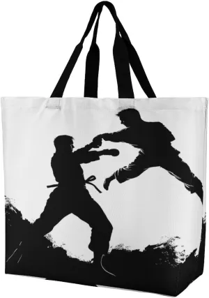 Kickboxing Tote Bag Reusable Grocery Bags for Women Travel Shoulder Bag Large Shopping Bag Handbag