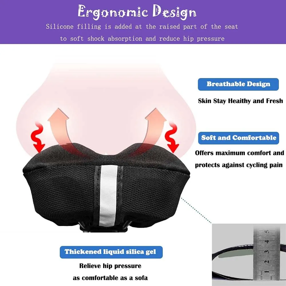 Kids Gel Bike Seat Cushion Cover for Boys & Girls, 9"x6" Breathable & Extra Soft Memory Foam Children Bicycle Saddle Pad with Water&Dust Resistant Cover