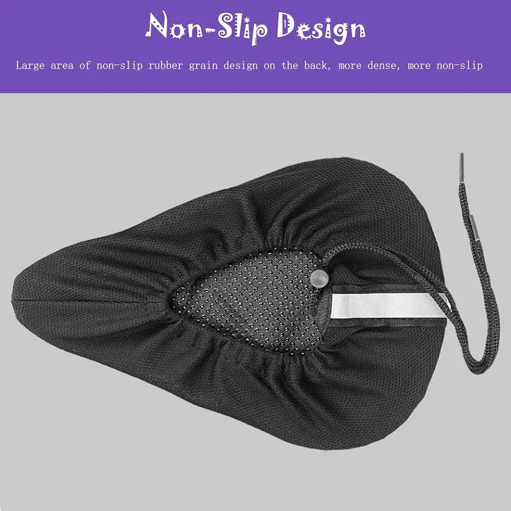 Kids Gel Bike Seat Cushion Cover for Boys & Girls, 9"x6" Breathable & Extra Soft Memory Foam Children Bicycle Saddle Pad with Water&Dust Resistant Cover