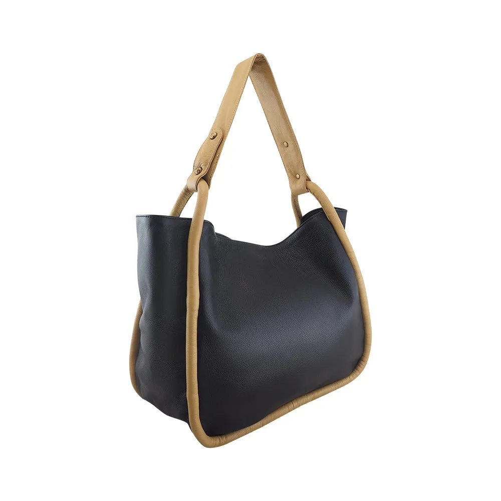 Kimberly Two Tone Handbag | White/Camel | Pre-Order