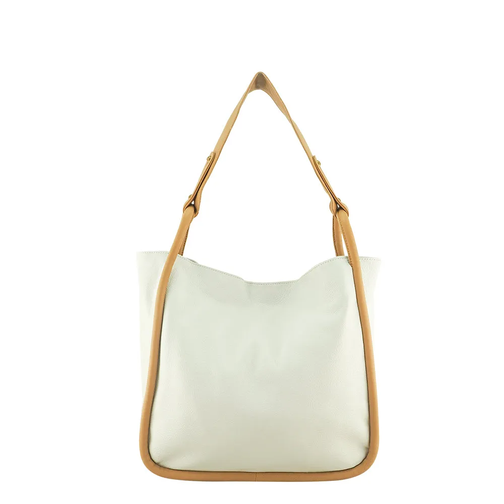 Kimberly Two Tone Handbag | White/Camel | Pre-Order